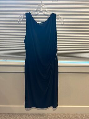 Lauren Nwt Sleeveless Black Dress with rushing.  size 14.